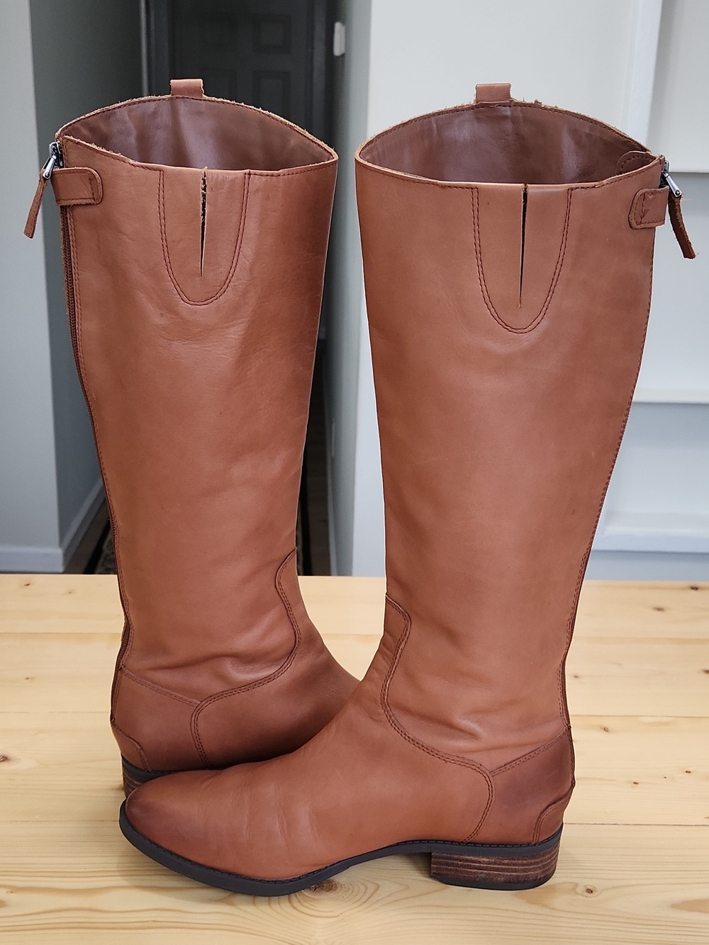 Sam Edelman Penny Tall Riding Boots Cognac Brown Leather Knee High Size 10M - Picture 7 of 16
